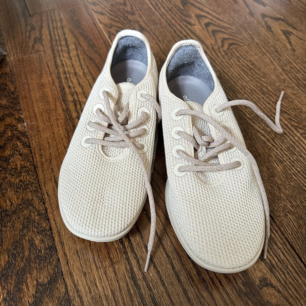 All birds Lightweight Knit Lace-Up Sneakers in Beige